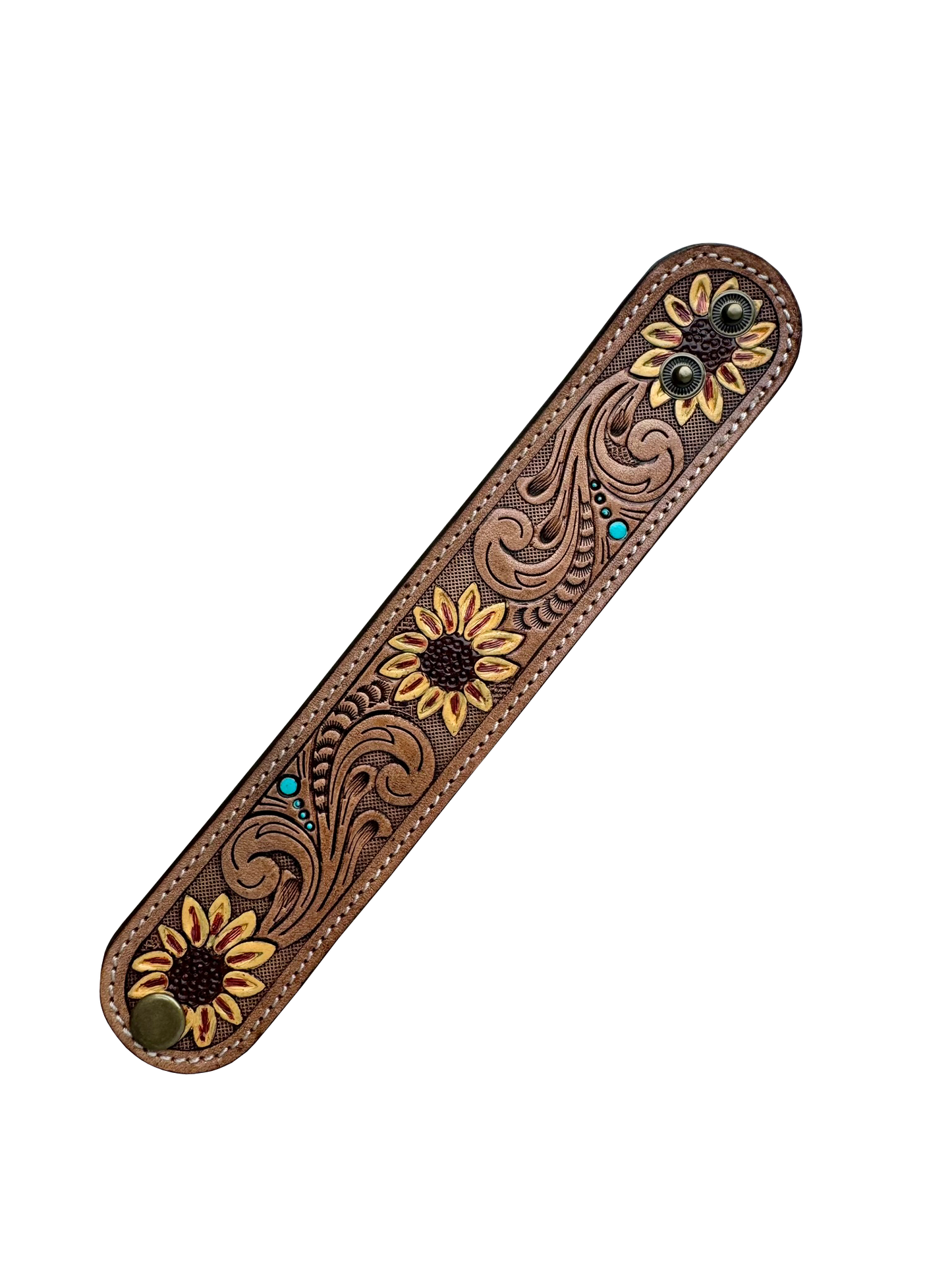 Sunflower Tooling Leather Wrist Band