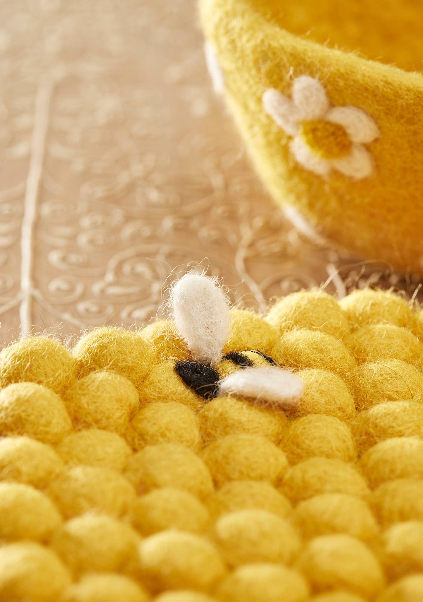 Felt Bee Hexagon Trivet