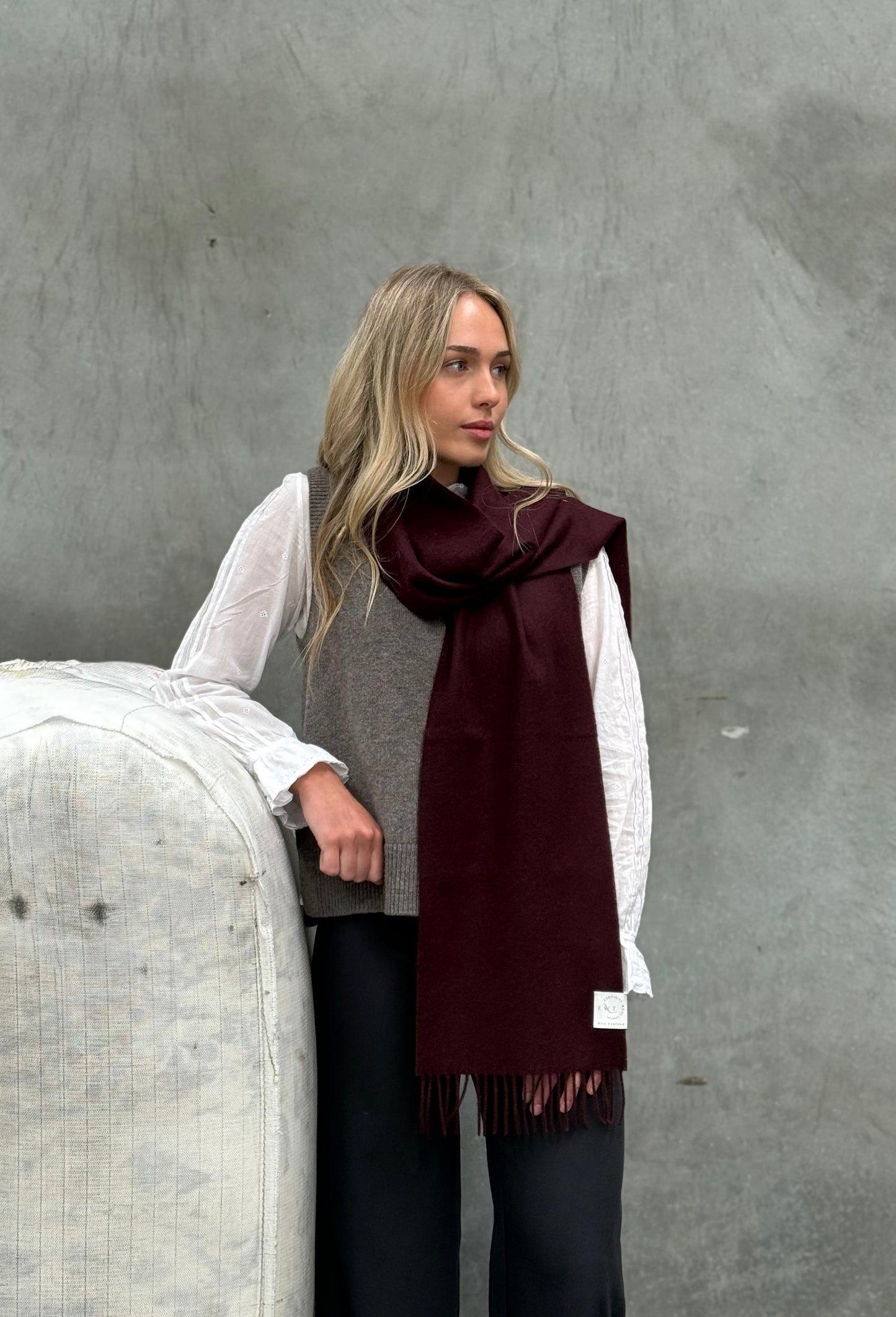 Claret 100% Merino Scarf