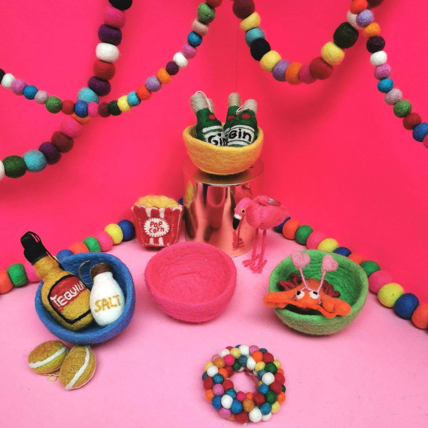 Handmade Felt Neon Trinket Dish Home Decoration