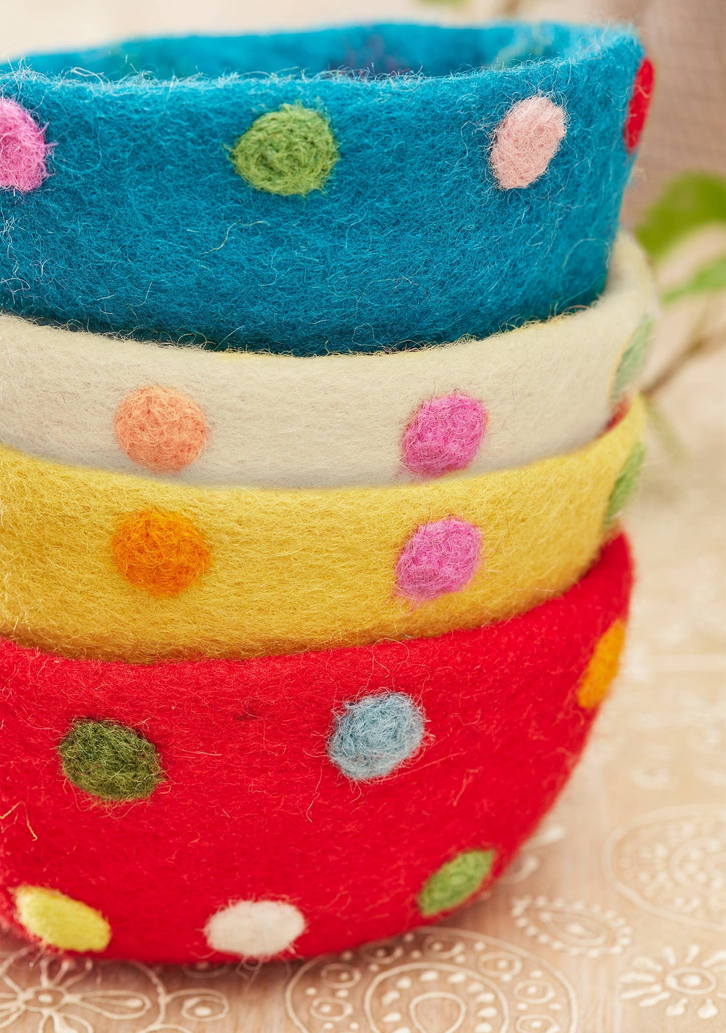 Felt Dotty Rainbow Decorative Bowls