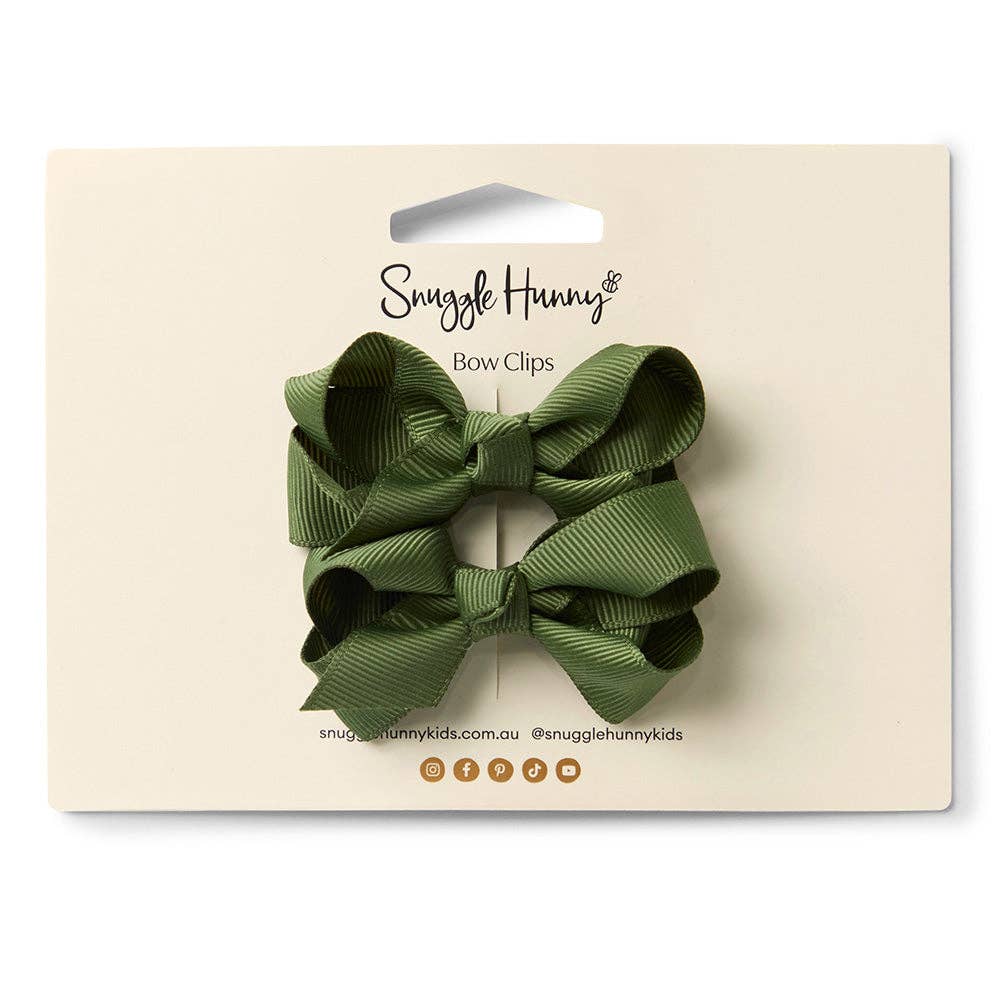 Olive Piggy Tail Hair Clips - Pair