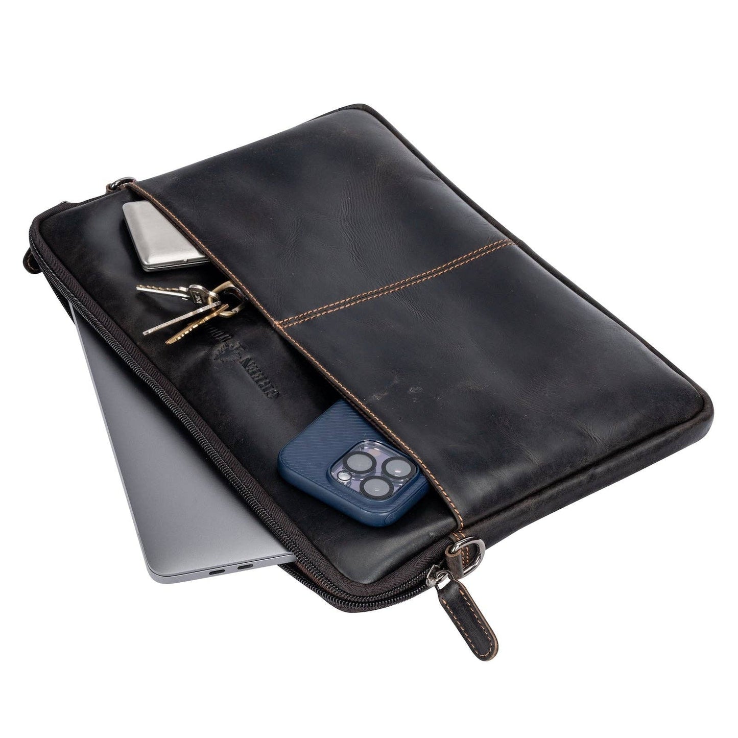 Leather Laptop Sleeve - MacBook Pro/Air 13 / 15 / 16 inch sleeve with Strap - Montreal Brown