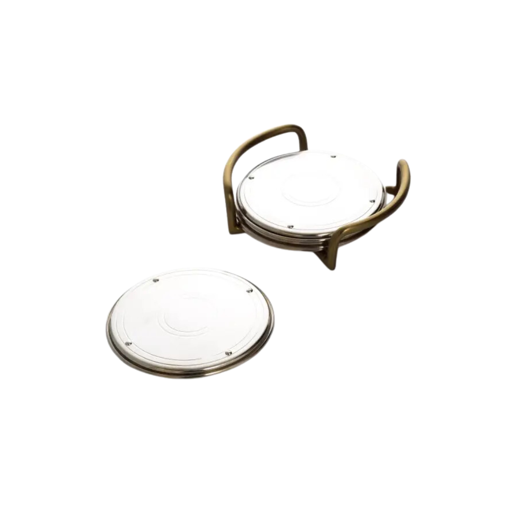 Steel & Antique Brass Coaster (Set of 4)