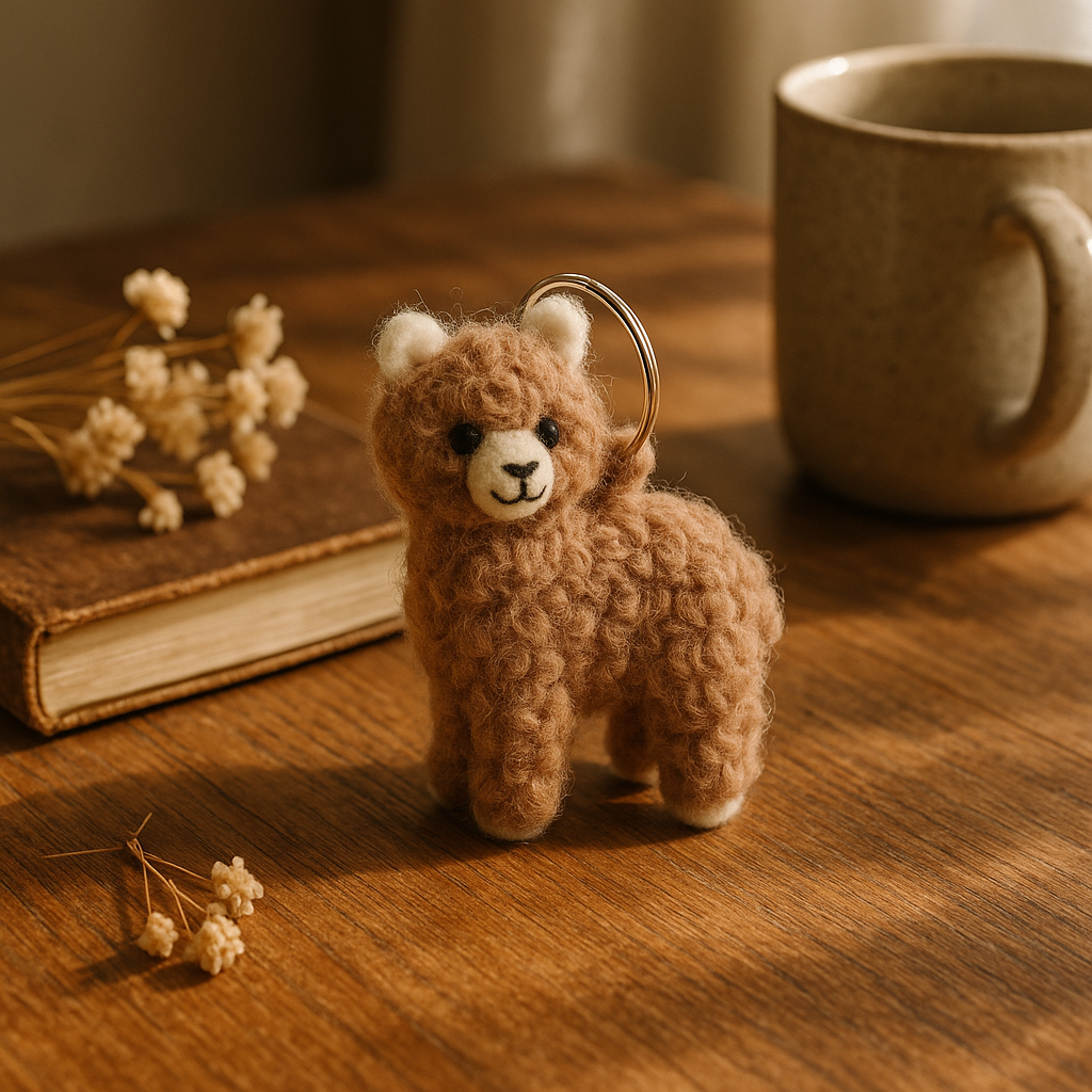 Handmade Felt Fairtrade Alpaca Keyring
