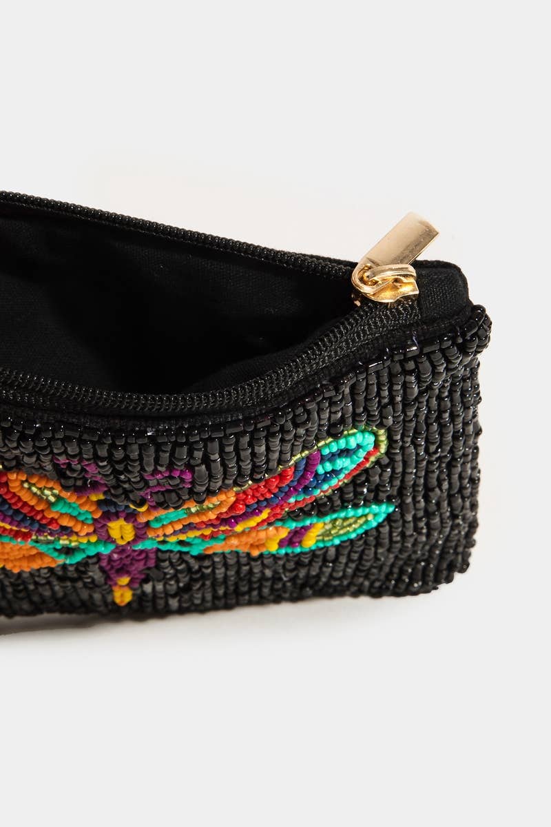 Colorful Dragon Fly Beaded Coin Purse