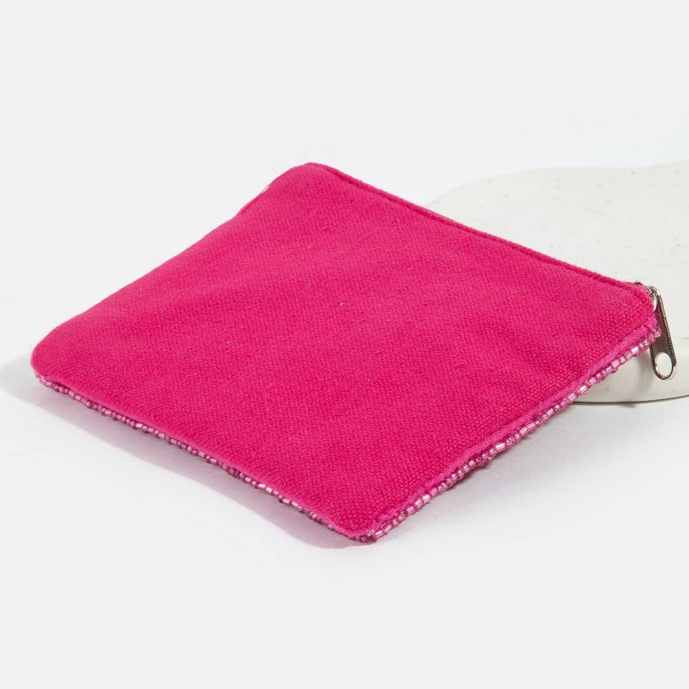 Be Mine Heart Seed Beaded Coin Purse