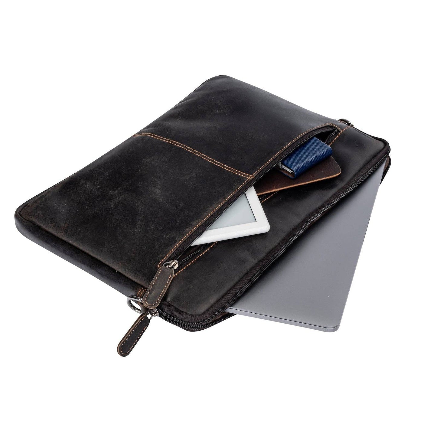 Leather Laptop Sleeve - MacBook Pro/Air 13 / 15 / 16 inch sleeve with Strap - Montreal Brown