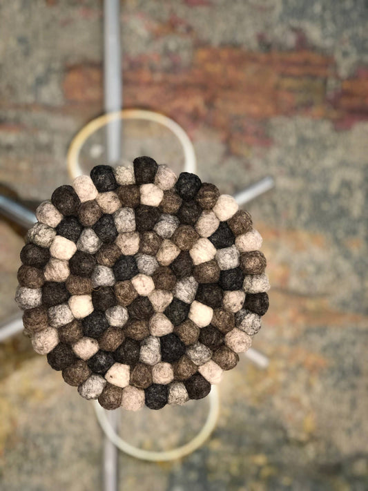 Set of 4 Handmade Grey Mix Pebble Coasters from Nepal,  10 cm