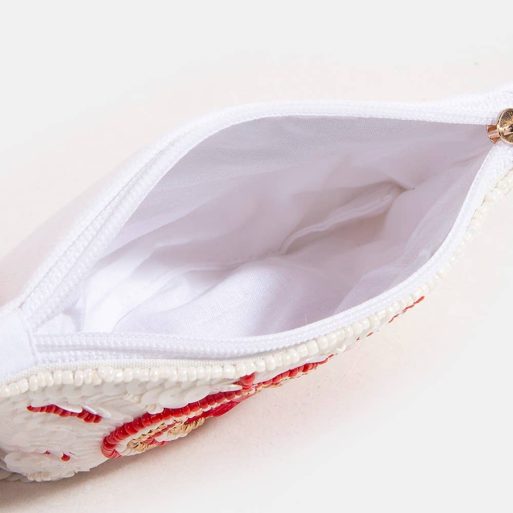 Shining Heart Seed Beaded Coin Purse