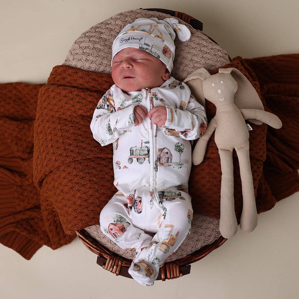 Diggers & Tractors Organic Snuggle Sleepsuit Zip Footie