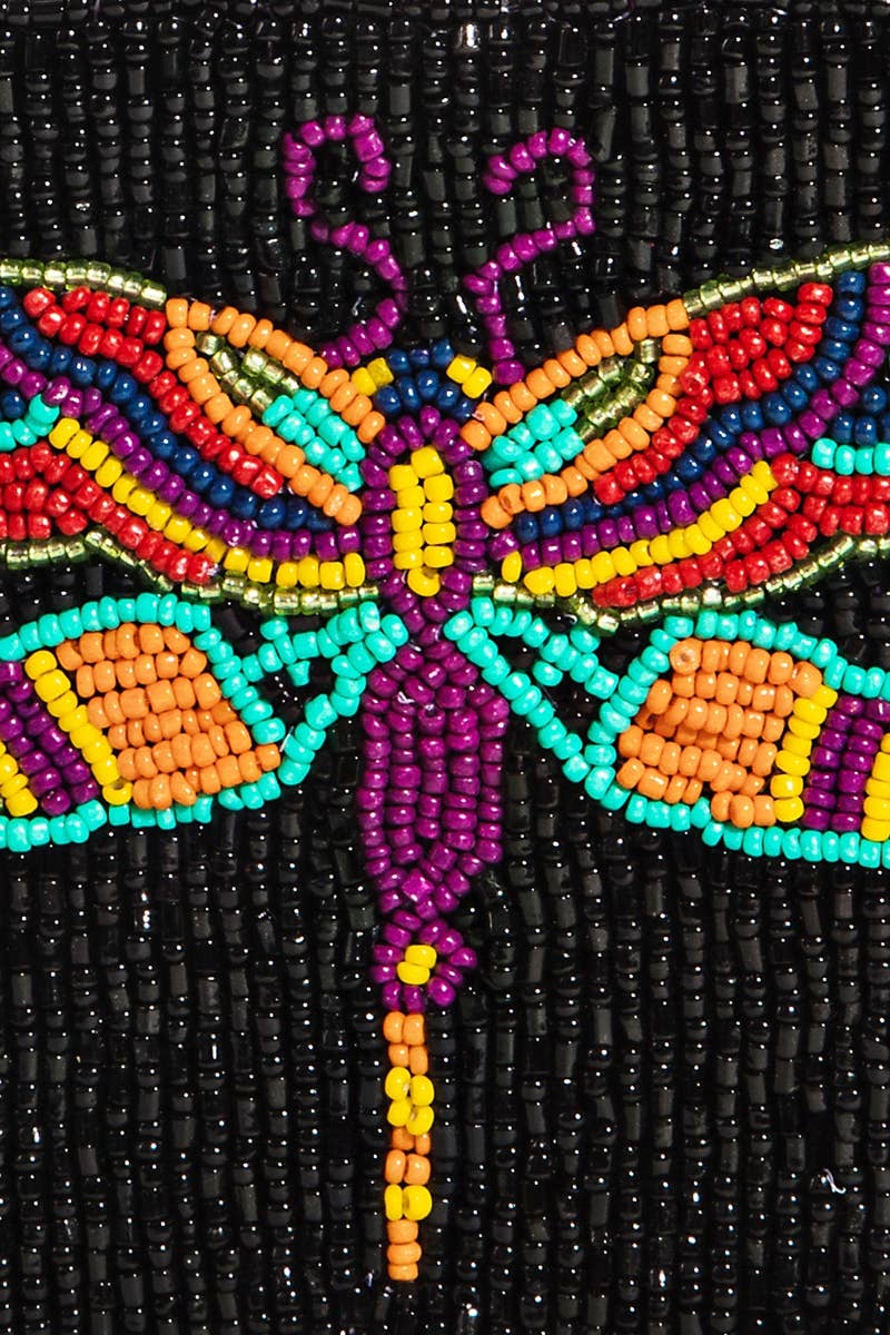 Colorful Dragon Fly Beaded Coin Purse