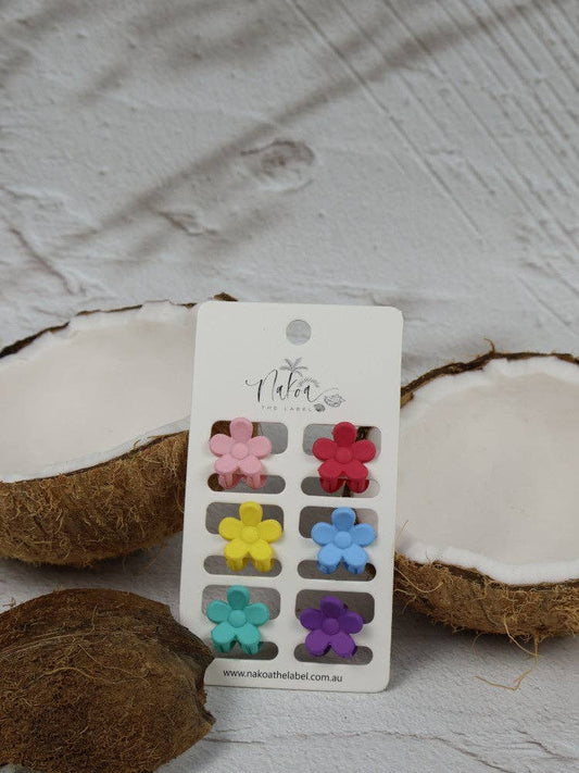 Claw Clip - Set of 6 - Bright - Mini Flower