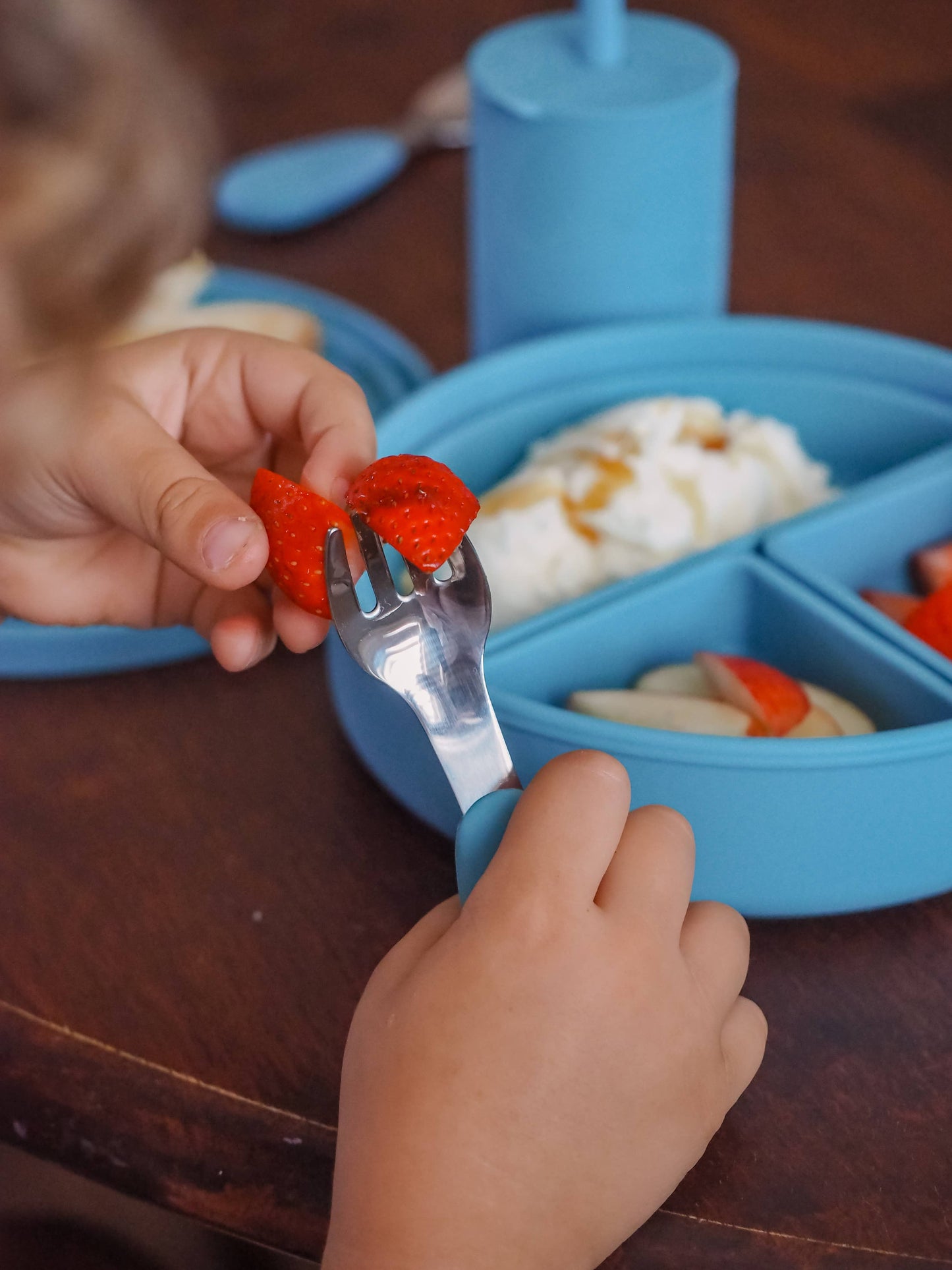 Silicone & Stainless Steel Infant Cutlery Set – Pink, Blue or White