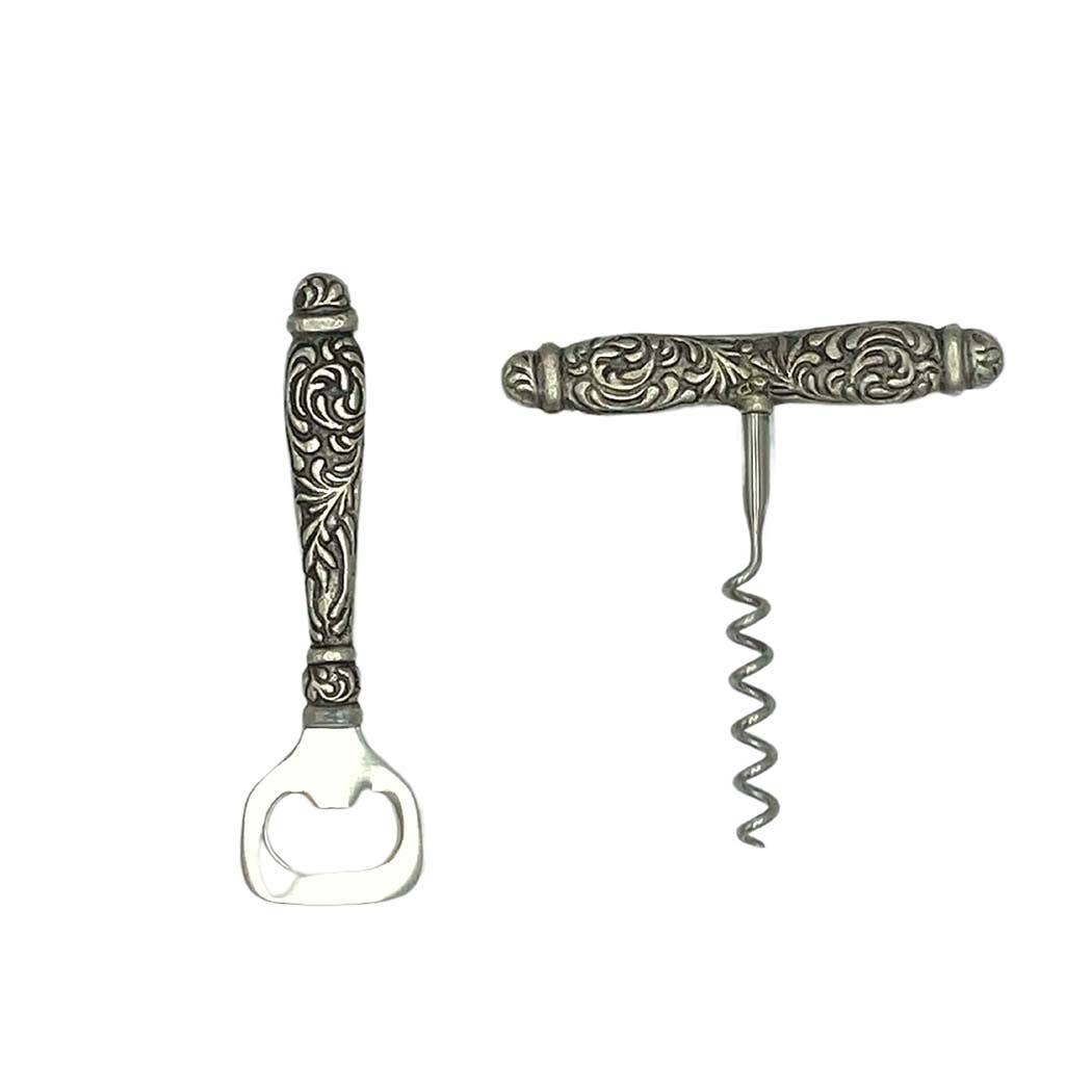 Carved Handle Corkscrew Set