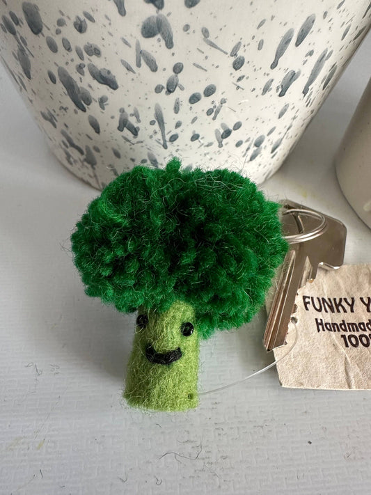 Handmade Felt Veggie Keyrings: Broccoli, Pumpkin & More