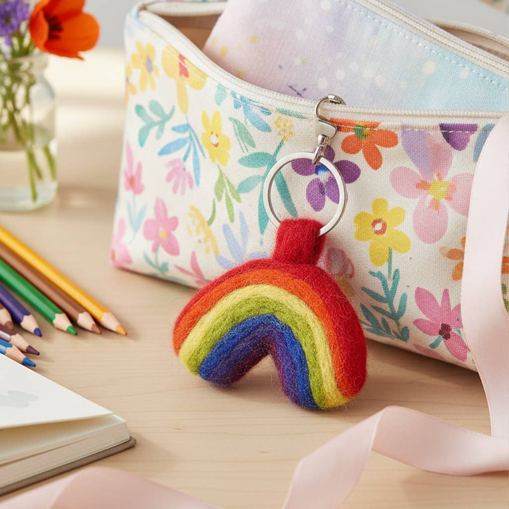 Handmade Felt Fairtrade Rainbow Keyring