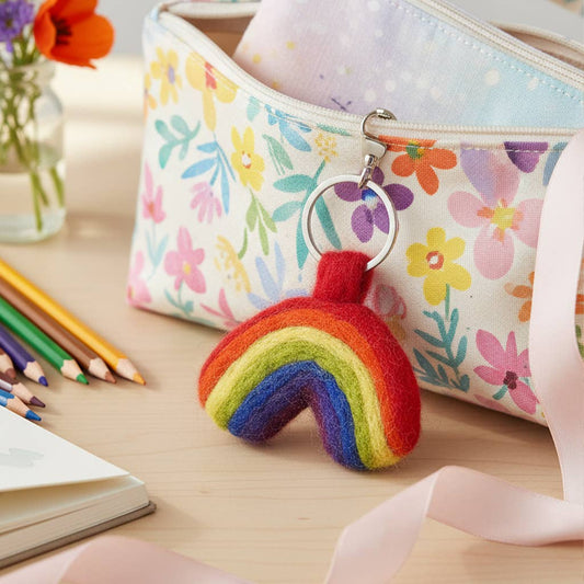 Handmade Felt Fairtrade Rainbow Keyring