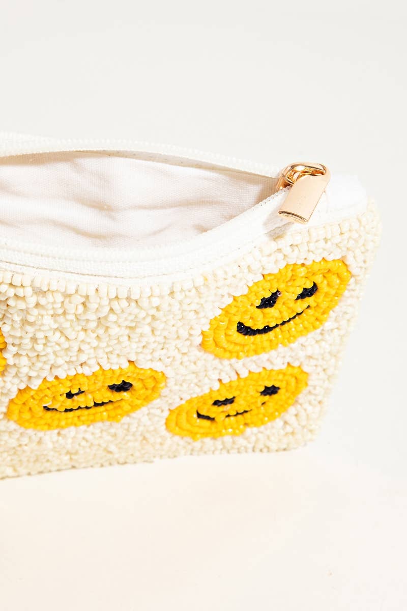 Multi Happy Face Beaded Coin Purse