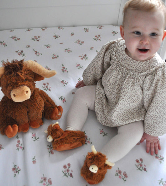 Horny Highland Cow Plush Baby Soft Slippers House Shoes