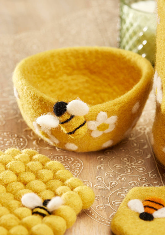 Felt Bee & Daisy Decorative Bowl