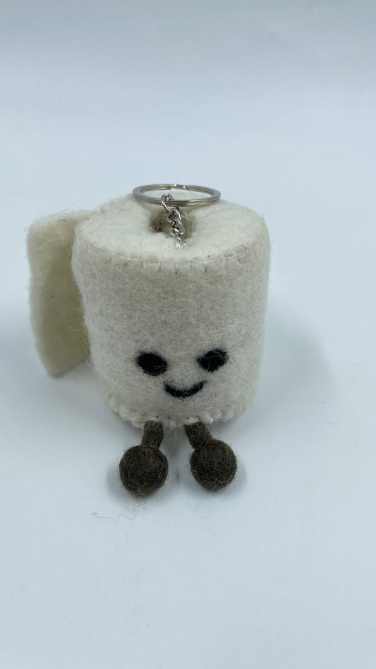 Handmade Felt Cute Toiletpaper roll Keyring 
