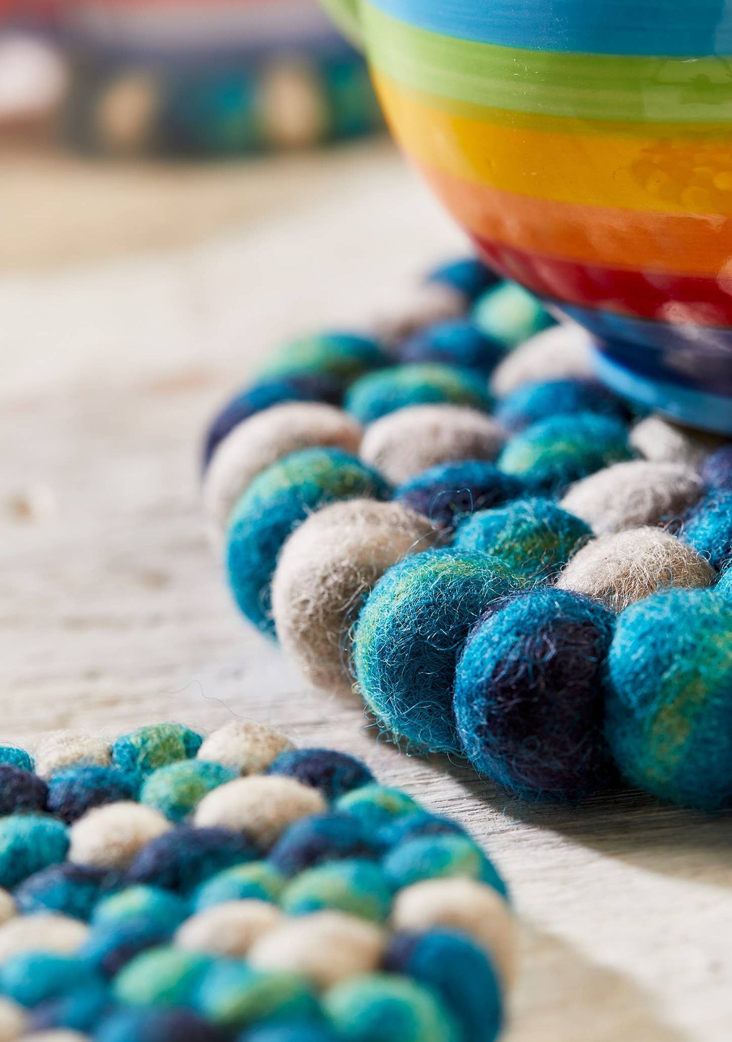 Space Dye Felt Ball Trivet