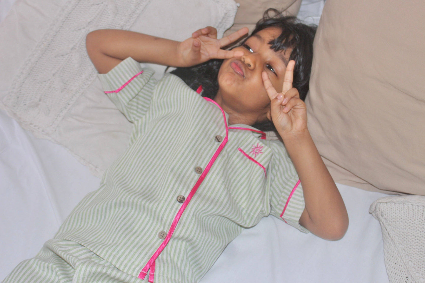 Avery Green Short Sleeve PJ Pyjama Set