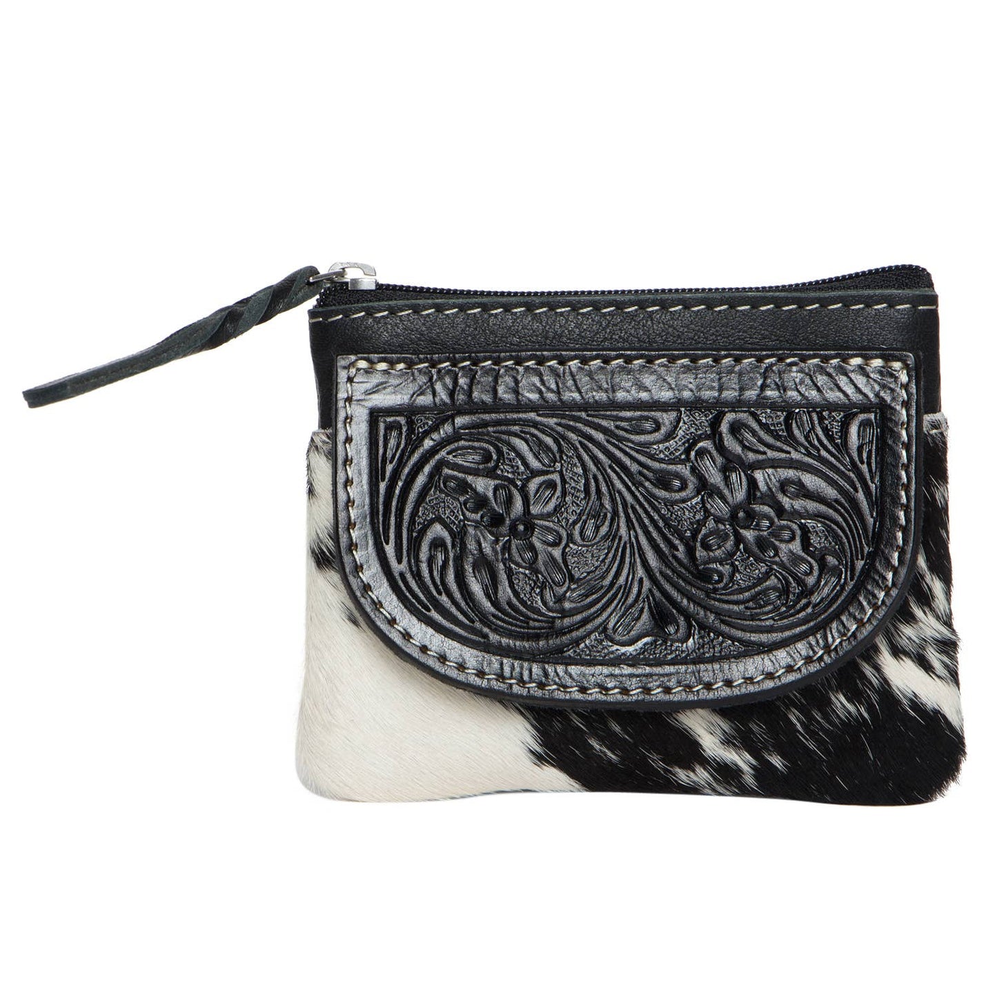Tooling Leather Cowhide Zip Purse