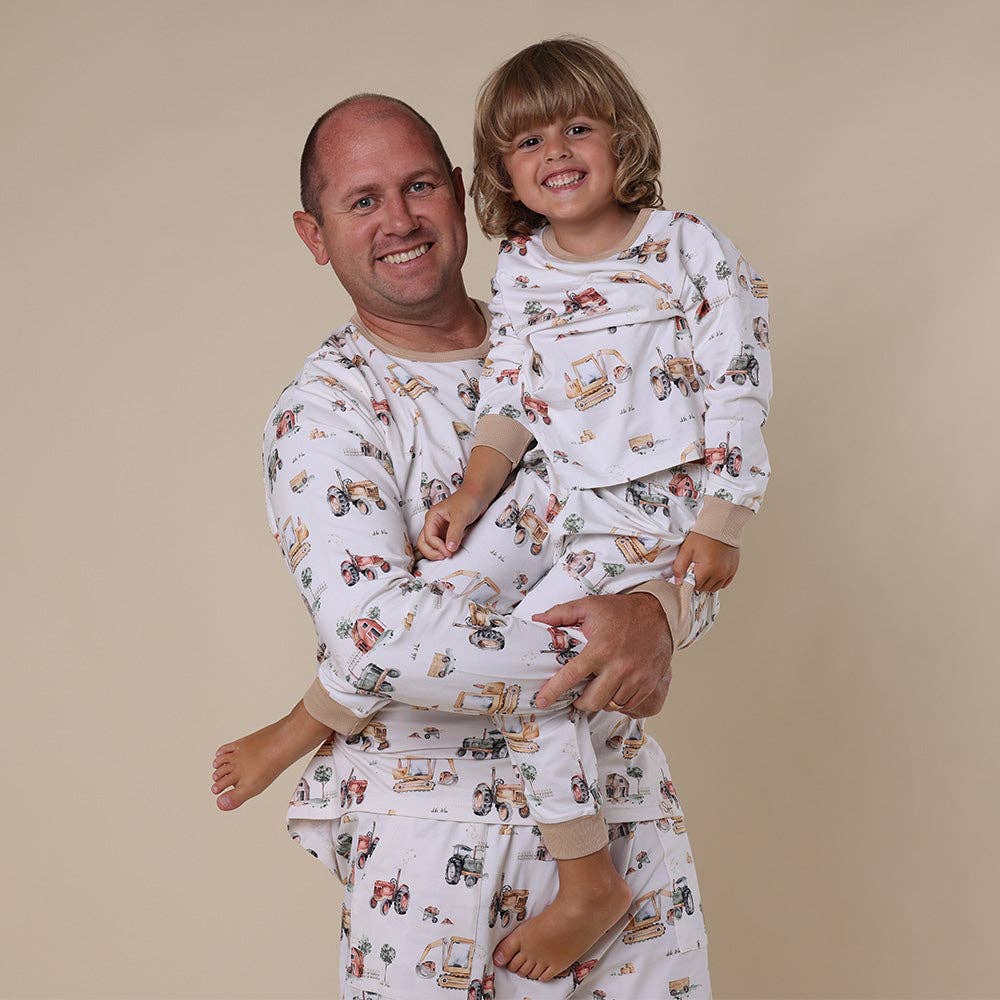 Diggers & Tractors Organic Kids Long Sleeve PJ Set