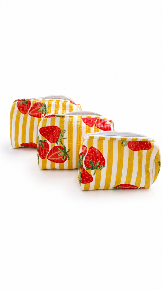 Large 100% cotton  quilted wash bag  