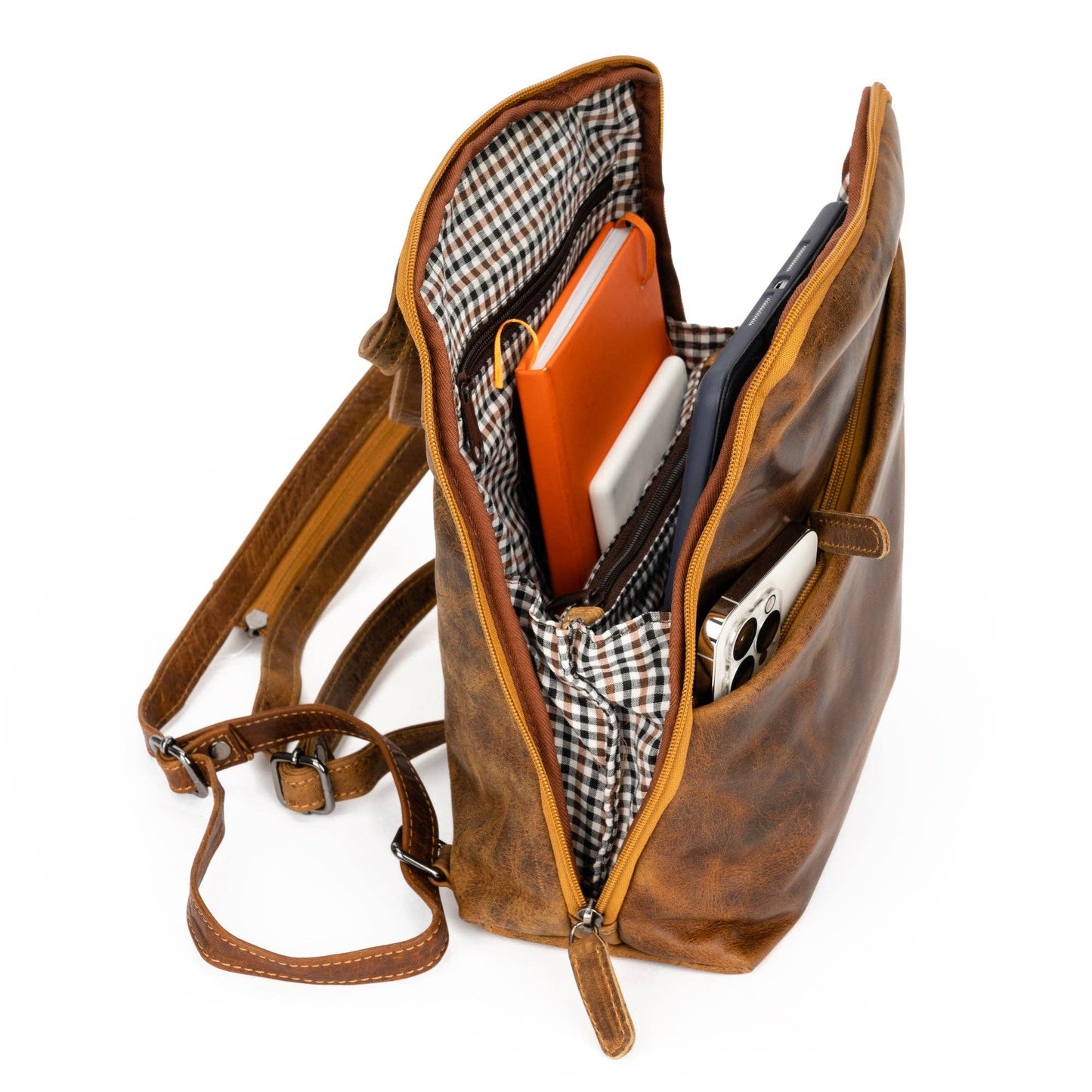 Leather Women's Backpack Claire - Camel GW658816CAM