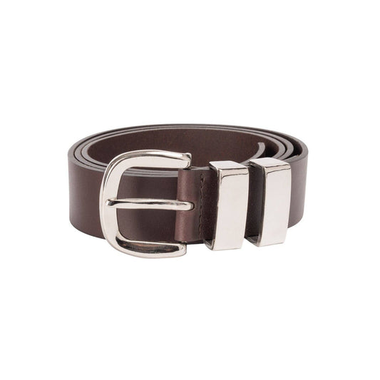 Leather Belt Brown with Sliver Buckle - Johnny 6 QTYs