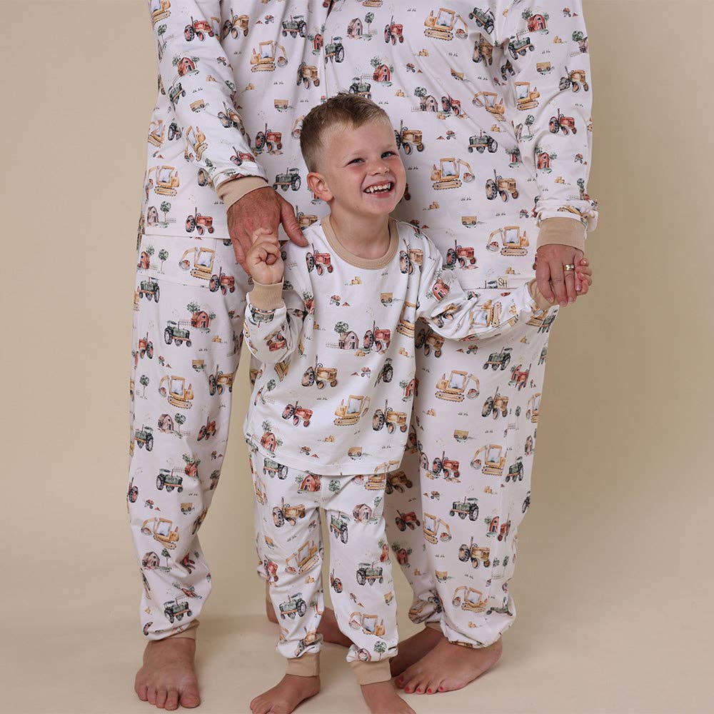 Diggers & Tractors Organic Kids Long Sleeve PJ Set