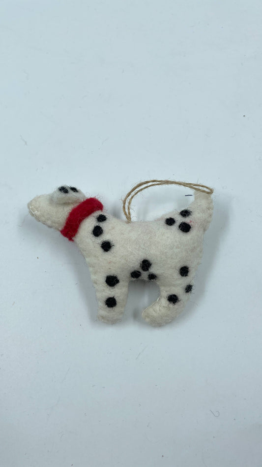 Handmade Cute Felt Dalmation Dog Keyring 