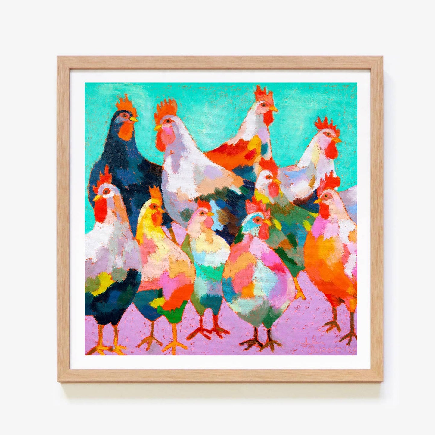 A Chicken Extravaganza Square Art Print