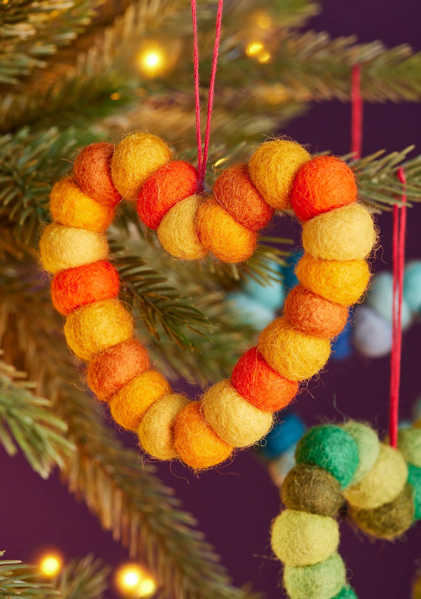 Set of 4 Rainbow Pom Pom Hearts