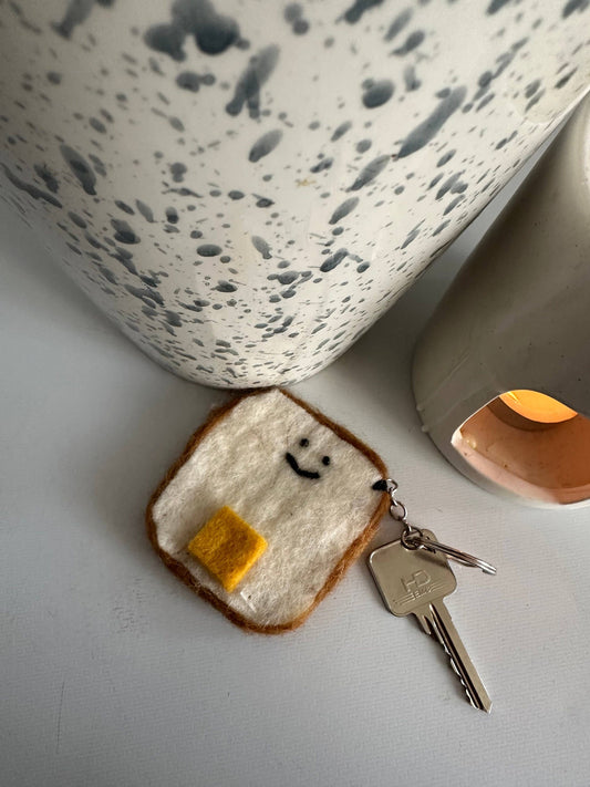 Handmade Felt Bread and Butter Keyrings