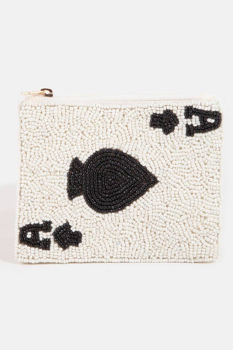 Seed Beaded Ace Card Coin Purse