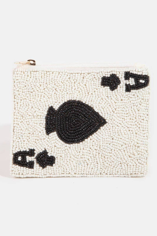 Seed Beaded Ace Card Coin Purse
