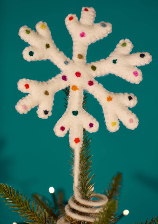 Dotty Rainbow Snowflake Tree Topper
