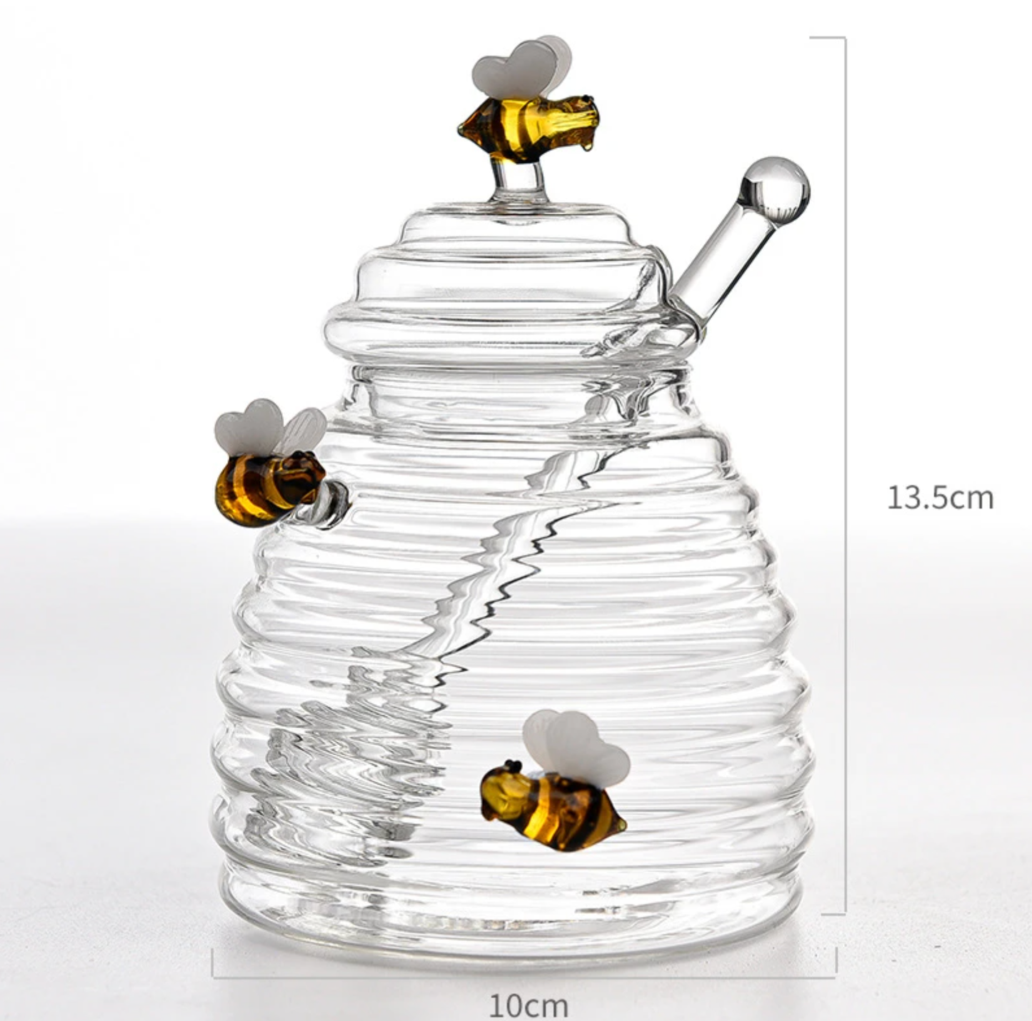 Glass Honey Jars with Lids and Honey Stick | Honey Pot 