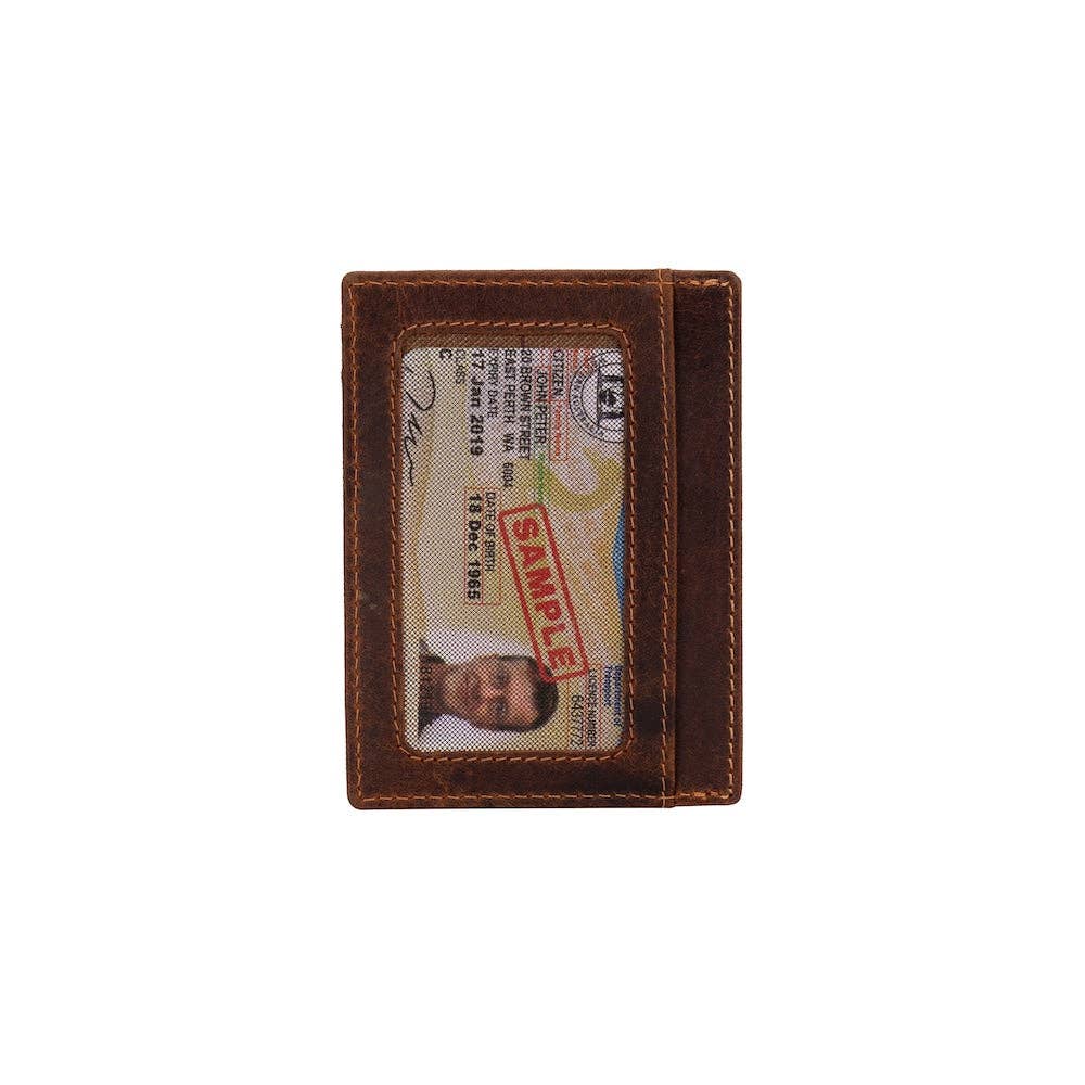Wildera Leather “Trail” Card Holder – Slim Sandel RFID Leather Wallet for Men & Women
