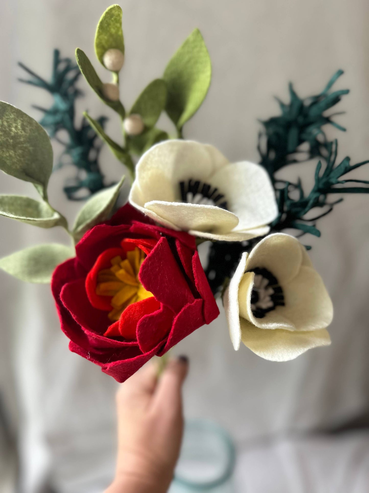 Peony Felt Flower (Red)