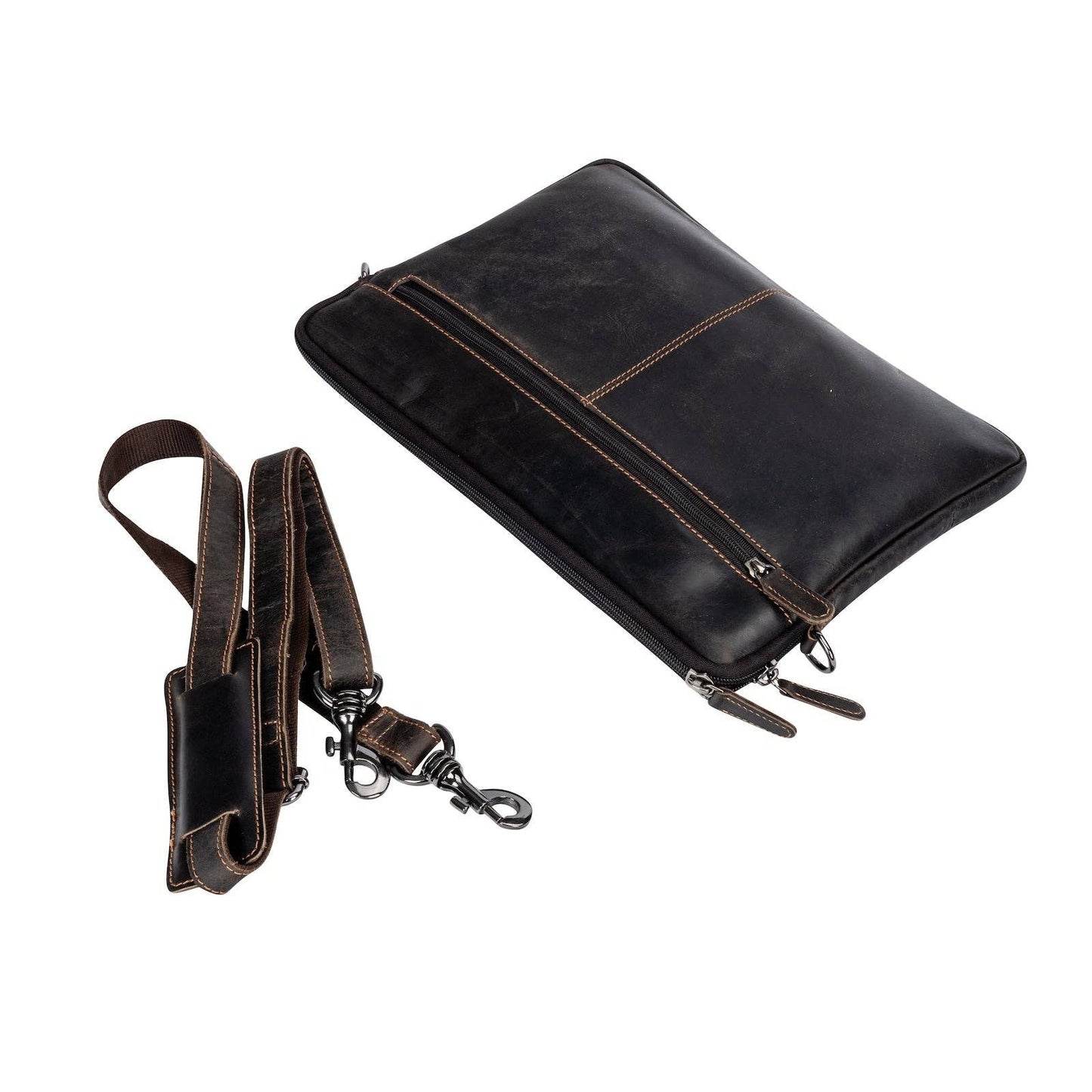 Leather Laptop Sleeve - MacBook Pro/Air 13 / 15 / 16 inch sleeve with Strap - Montreal Brown