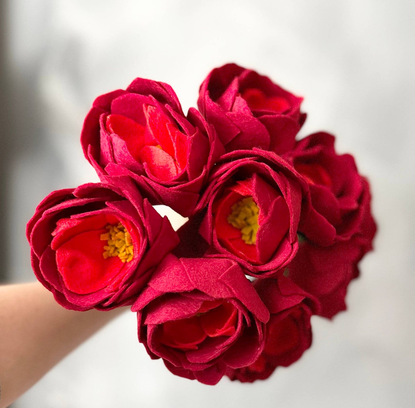 Peony Felt Flower (Red)
