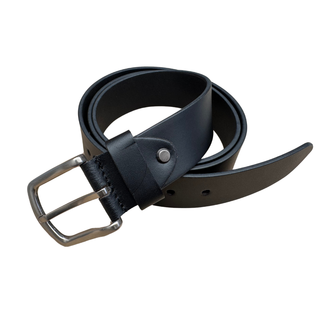 Leather Belt Black with Sliver Buckle