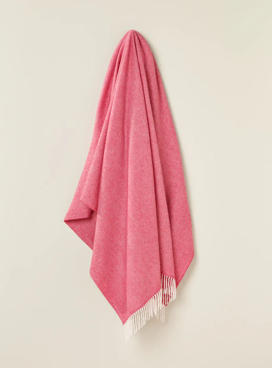 Exquisite Wool Merino Pure NZ Throw - Herringbone Cerise